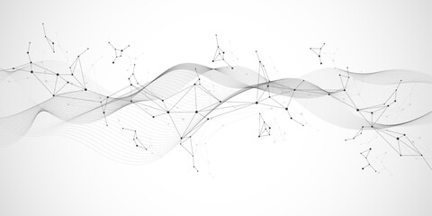 Leinwandbilder - Abstract digital connection dots and lines. Technology polygonal background. Network connection structure. Plexus effect. Vector Illustration.