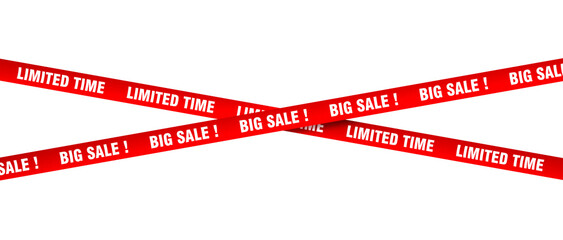 red limited time big sale banner on transparent background