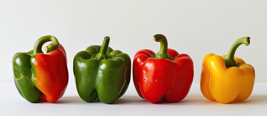 Poster - Bell peppers grouped together with a white background ideal as copy space image