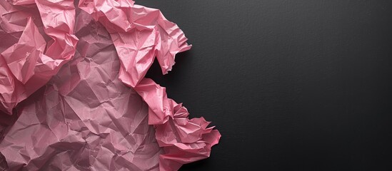Aufkleber - Pink crumpled paper scrap on a black background with a clear copy space image