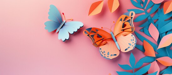 Aufkleber - Greeting card featuring a cutout paper butterfly with copy space image