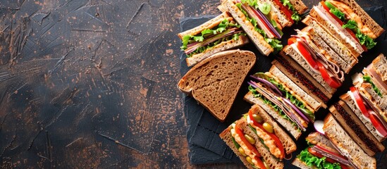 Aufkleber - An array of sandwiches with assorted fillings suitable for any occasion with copy space image