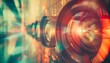 © irawan - camera lens closeup lit by orange and purple neon light