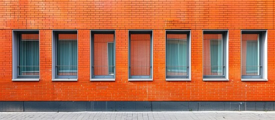 Aufkleber - The facade consists of facing brick showcasing the textured surface of an orange brick wall with ample copy space image