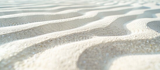 Aufkleber - Close up of a textured white sandy beach with a wavy pattern natural grains clean rippled surface light yellow dunes on a tropical sea backdrop with copy space image