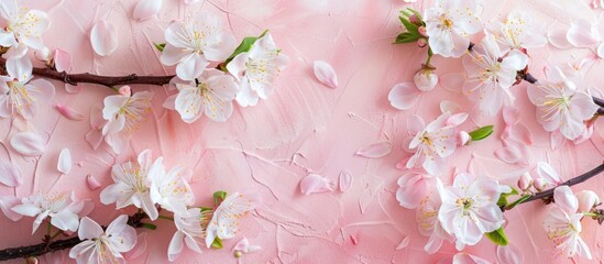 Aufkleber - Top view of apricot flowers on a pink surface with copy space image