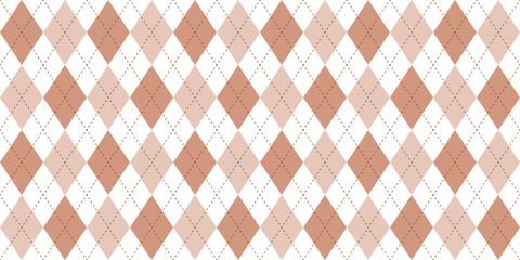 Argyle texture. Beige white argyle vector pattern. Seamless retro clothing print design. Argyle background.