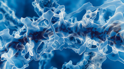 Poster - Submicroscopic view of DNA structure through a microscope, highlighting biotechnology advancements and the natural universe's intricate details.