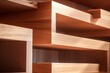 © juliars - Close up detail of modern wooden shelf with elegant craftsmanship and smooth finish, showcasing the warm tones and clean lines of the wood grain texture