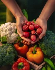 Wall Mural -  close up hand selected various variants The best Vegetables are still fresh and ready to be harvested.