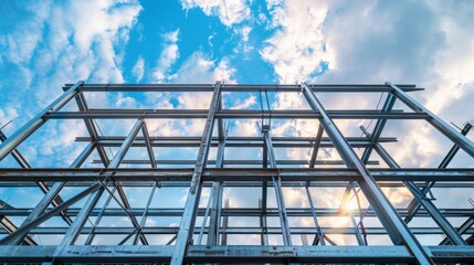 Poster - A large building with a lot of windows and a clear blue sky