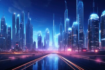 Wall Mural - Futuristic city background cityscape architecture metropolis.