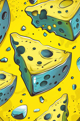 Wall Mural - blue cheese comic design