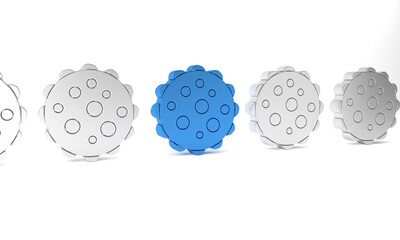 Wall Mural - Blue Virus icon isolated on white background. Corona virus 2019-nCoV. Bacteria and germs, cell cancer, microbe, fungi. Minimalism concept. 3D render illustration