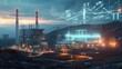 © laliz - Electric Dreams Futuristic Power Complex at Twilight with Sustainable Solutions