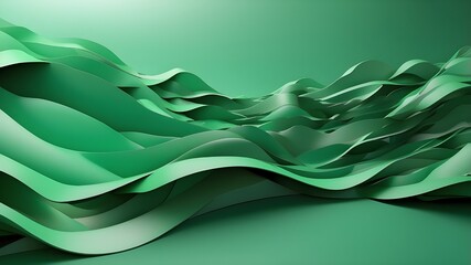 Poster - background with an abstract green design. Concept for design, site, and landing pages. 3D Production