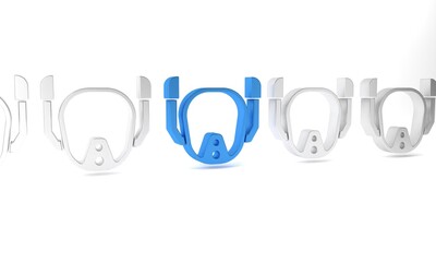 Wall Mural - Blue Diving mask icon isolated on white background. Extreme sport. Diving underwater equipment. Minimalism concept. 3D render illustration