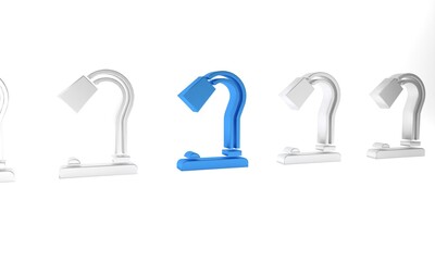 Poster - Blue Table lamp icon isolated on white background. Minimalism concept. 3D render illustration