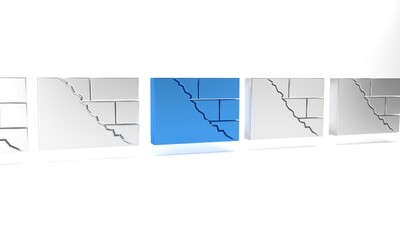 Wall Mural - Blue Bricks icon isolated on white background. Minimalism concept. 3D render illustration