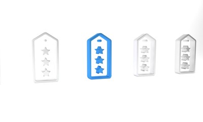 Sticker - Blue Military rank icon isolated on white background. Military badge sign. Minimalism concept. 3D render illustration