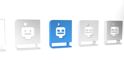 Poster - Blue User manual icon isolated on white background. User guide book. Instruction sign. Read before use. Minimalism concept. 3D render illustration