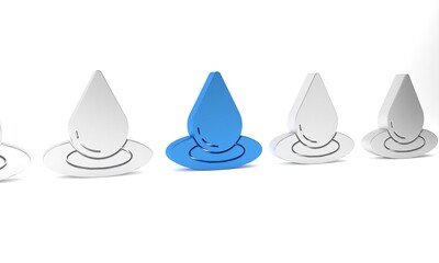 Sticker - Blue Water drop icon isolated on white background. Minimalism concept. 3D render illustration