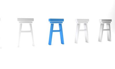 Canvas Print - Blue Chair icon isolated on white background. Minimalism concept. 3D render illustration