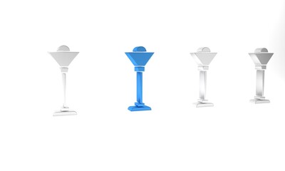 Poster - Blue Floor lamp icon isolated on white background. Minimalism concept. 3D render illustration