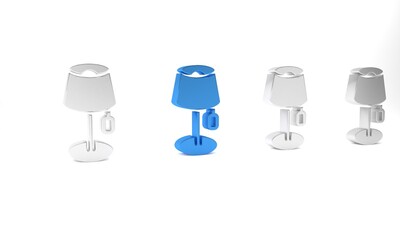 Poster - Blue Floor lamp icon isolated on white background. Minimalism concept. 3D render illustration
