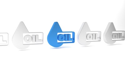 Sticker - Blue Oil drop icon isolated on white background. Minimalism concept. 3D render illustration