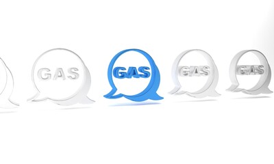 Sticker - Blue Location and petrol or gas station icon isolated on white background. Car fuel symbol. Gasoline pump. Minimalism concept. 3D render illustration