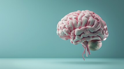 Canvas Print - A pink brain is floating in the air