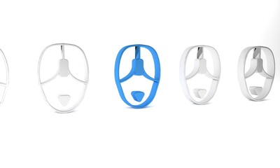 Poster - Blue Computer mouse icon isolated on white background. Optical with wheel symbol. Minimalism concept. 3D render illustration
