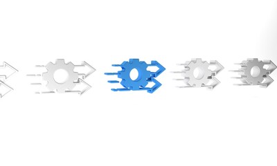 Poster - Blue Time management icon isolated on white background. Clock and gear sign. Productivity symbol. Minimalism concept. 3D render illustration