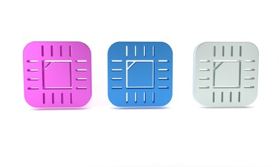 Aufkleber - Colorful Computer processor with microcircuits CPU icon isolated on white background. Chip or cpu with circuit board. Micro processor. Minimalism concept. 3D render illustration