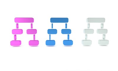 Poster - Colorful Business hierarchy organogram chart infographics icon isolated on white background. Corporate organizational structure graphic elements. Minimalism concept. 3D render illustration