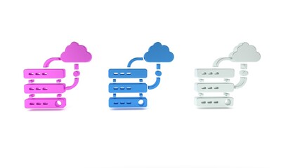 Poster - colorful network cloud connection icon isolated on white background. social technology. cloud comput