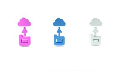 Wall Mural - Colorful Cloud technology data transfer and storage icon isolated on white background. Minimalism concept. 3D render illustration