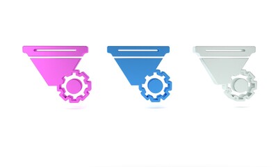 Poster - Colorful Filter setting icon isolated on white background. Minimalism concept. 3D render illustration