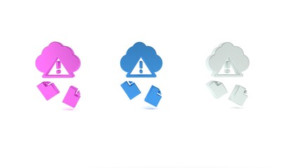 Aufkleber - colorful cloud hacking icon isolated on white background. cloud leak. minimalism concept. 3d render 