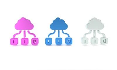 Poster - colorful cloud technology data transfer and storage icon isolated on white background. minimalism co