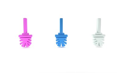 Wall Mural - Colorful Toilet brush icon isolated on white background. Minimalism concept. 3D render illustration