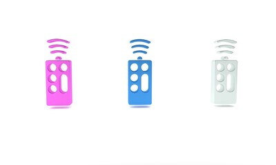 Poster - Colorful Remote control icon isolated on white background. Minimalism concept. 3D render illustration