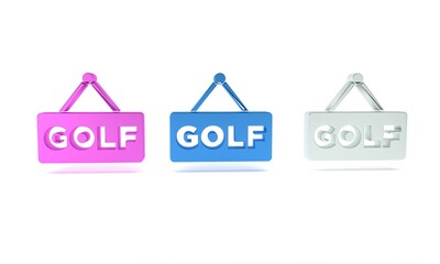 Wall Mural - Colorful Golf label icon isolated on white background. Minimalism concept. 3D render illustration