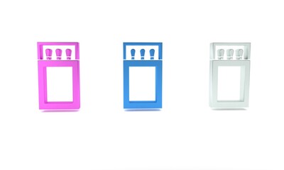 Poster - Colorful Open matchbox and matches icon isolated on white background. Minimalism concept. 3D render illustration
