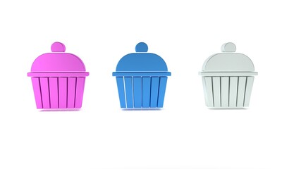 Poster - Colorful Cake icon isolated on white background. Happy Birthday. Minimalism concept. 3D render illustration