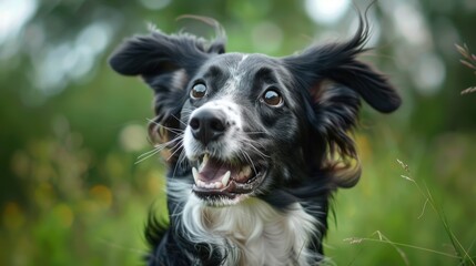 Wall Mural - Energetic Dog with Flapping Ears Feeling Excited in the Wind