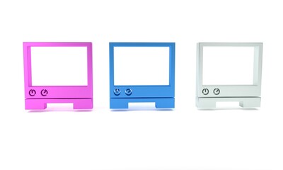 Poster - Colorful Voice assistant icon isolated on white background. Voice control user interface smart speaker. Minimalism concept. 3D render illustration