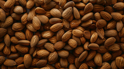 Wall Mural - Background of big raw peeled almonds 