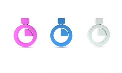 Poster - Colorful Stopwatch icon isolated on white background. Time timer sign. Chronometer sign. Minimalism concept. 3D render illustration